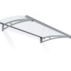 Door Awning Capella 3 ft. x 5 ft Silver Structure & Clear Glazing
