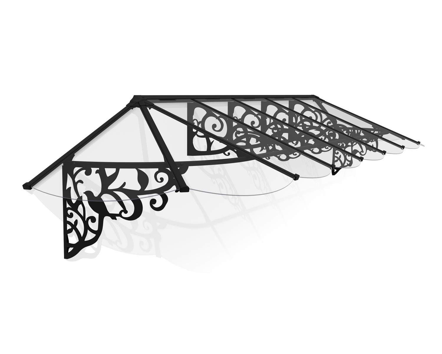 Door Awning Lily 3 ft. x 13.8 ft. Black Structure & Clear Glazing