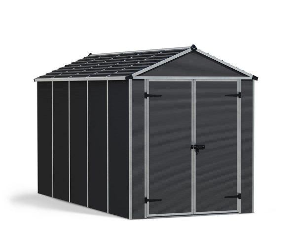 Plastic Shed Rubicon 6 ft. x 12 ft. with Dark Grey Polycarbonate Multiwall & Aluminium Frame