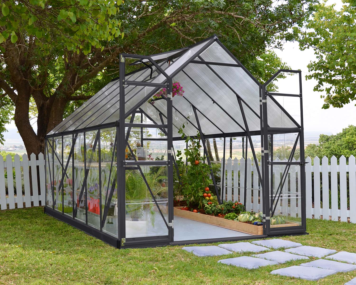 Greenhouse Balance 8' x 12' Kit - Grey Structure & Clear Glazing