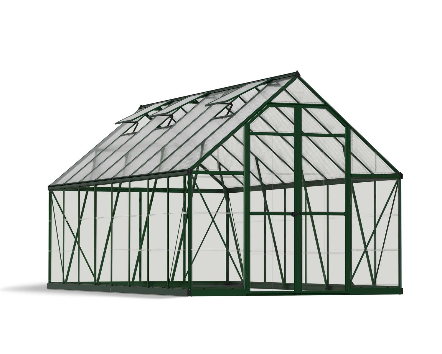 Greenhouse Balance 8' x 16' Kit - Green Structure & Clear Glazing