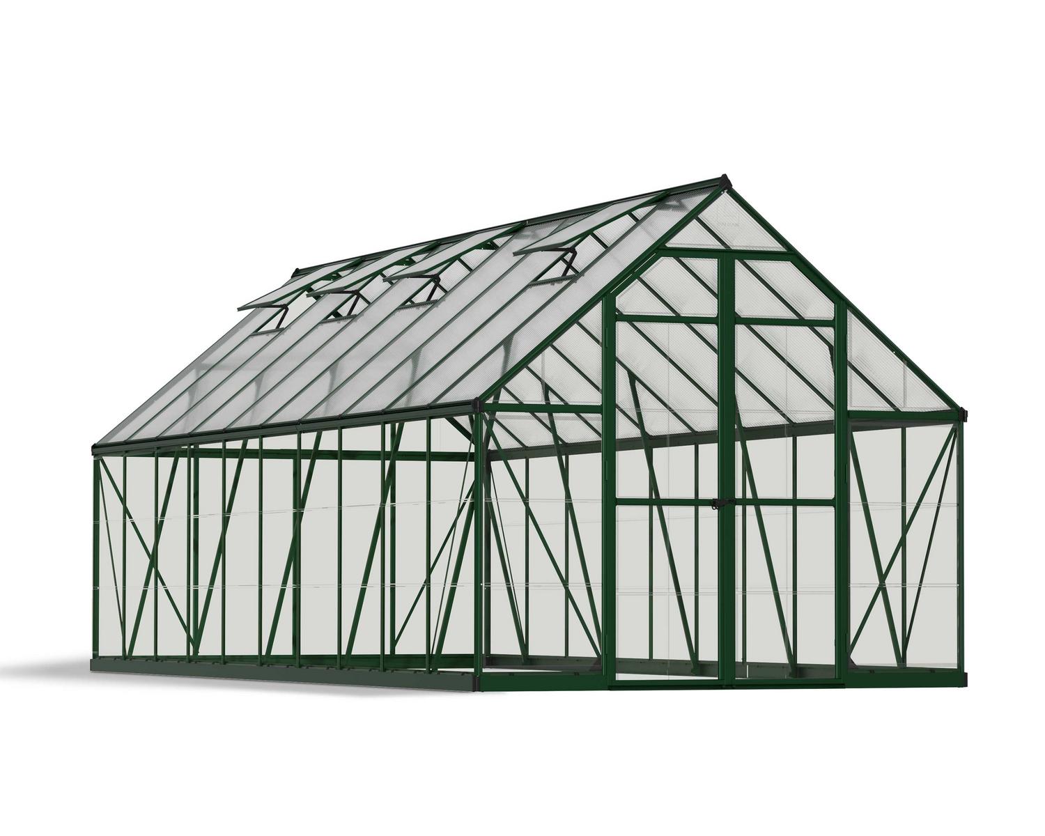 Greenhouse Balance 8' x 20' Kit - Green Structure & Clear Glazing
