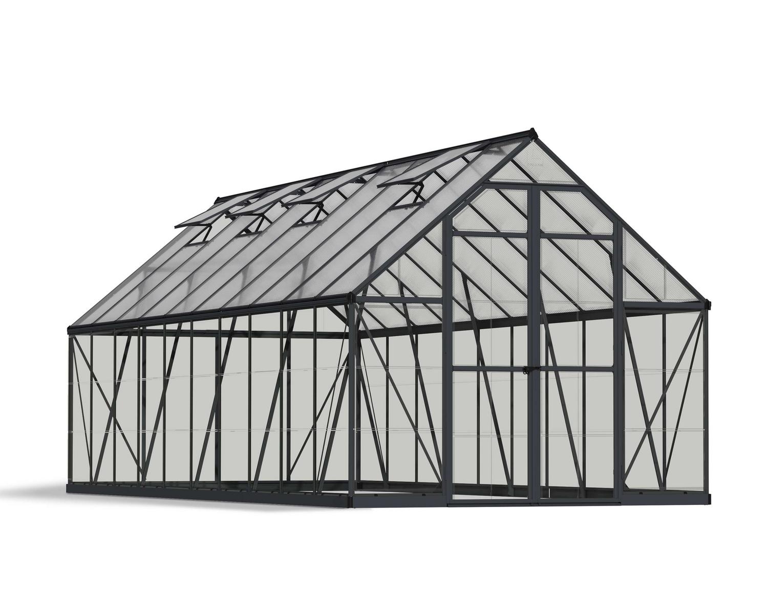 Greenhouse Balance 8' x 20' Kit - Grey Structure & Clear Glazing