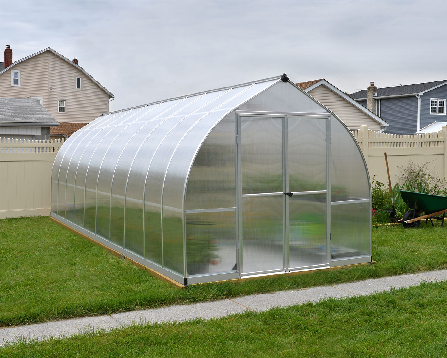 Greenhouse Bella 8' x 20' - Silver Structure & Multiwall Glazing