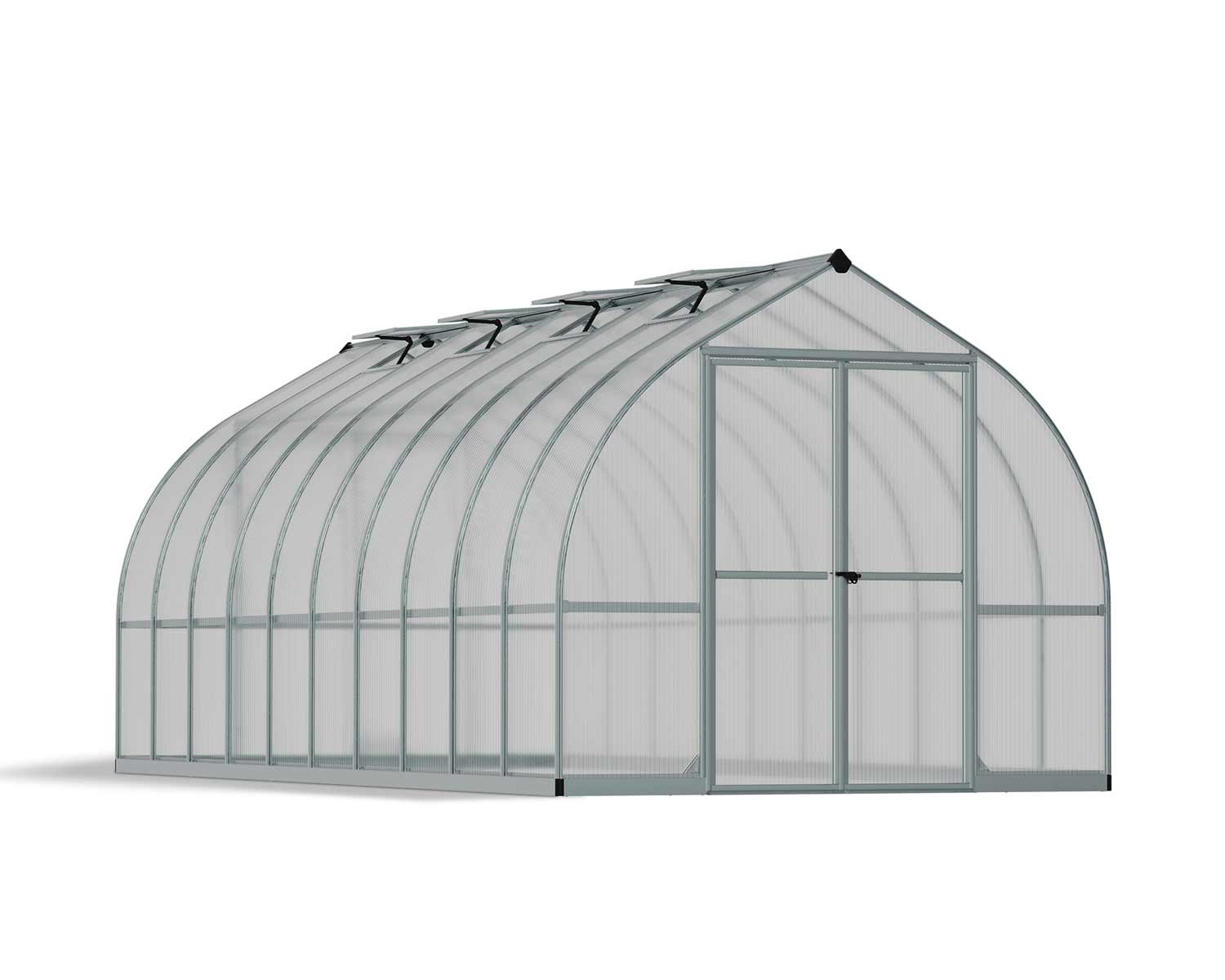 Greenhouse Bella 8' x 20' Kit - Silver Structure & Multiwall Glazing