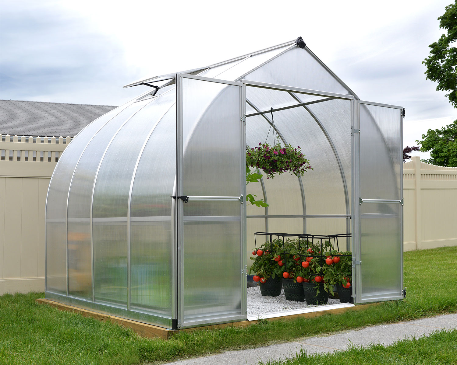 Greenhouse Bella 8' x 8' Kit - Silver Structure & Multiwall Glazing
