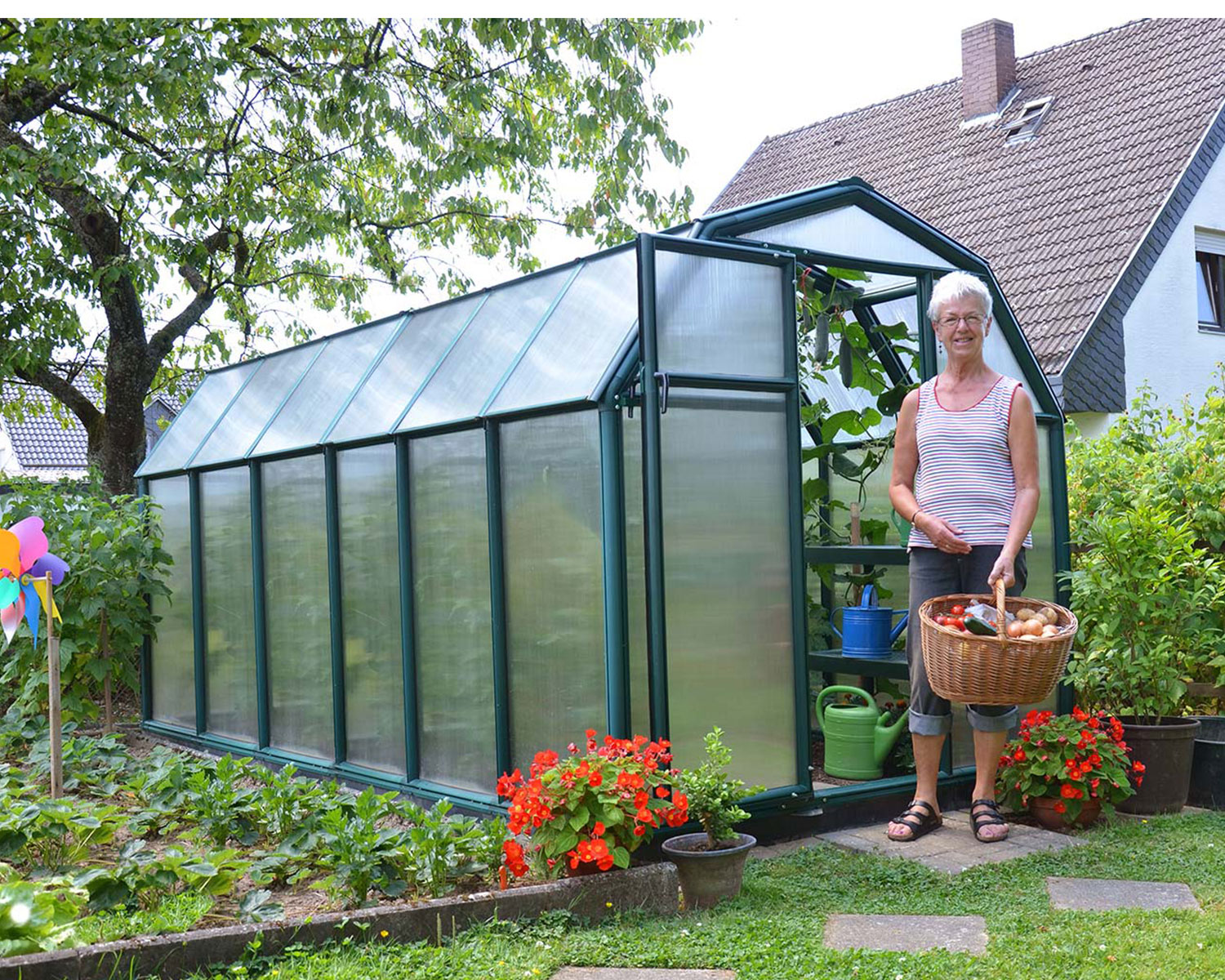 Greenhouse EcoGrow 6' x 12' Green Structure & Twinwall Glazing