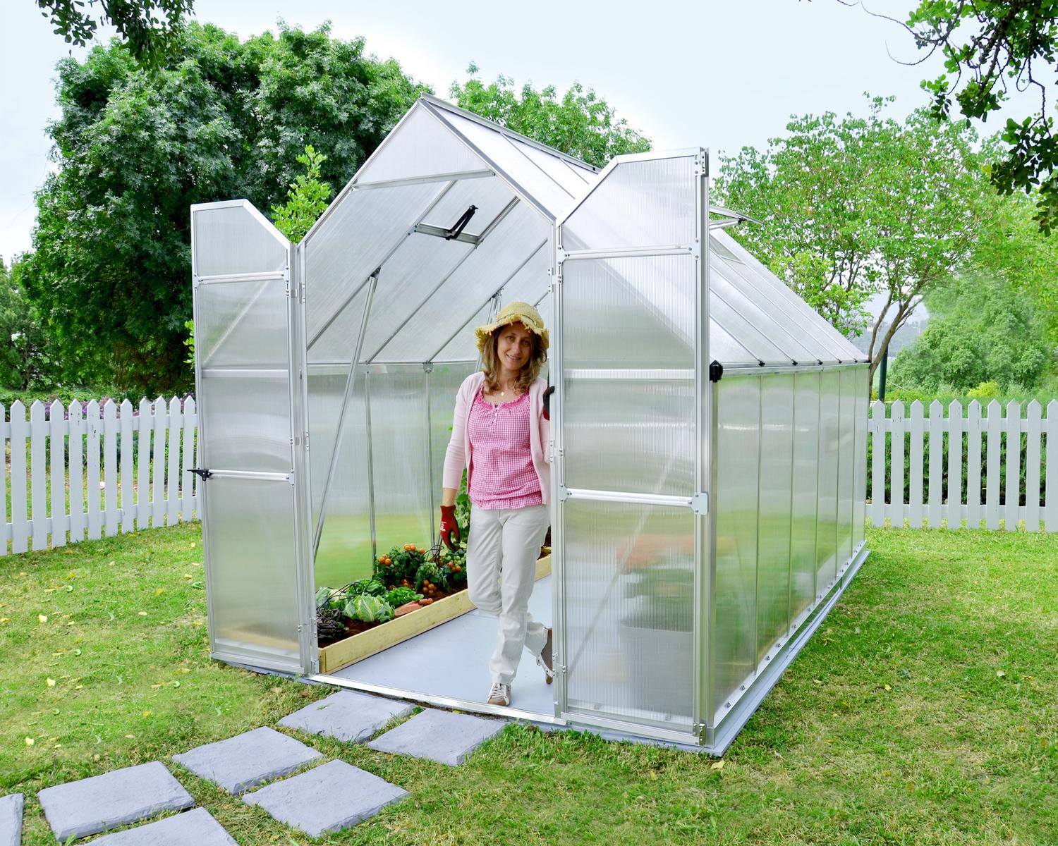 Greenhouse Essence 8' x 12' Kit - Silver Structure & Multiwall Glazing