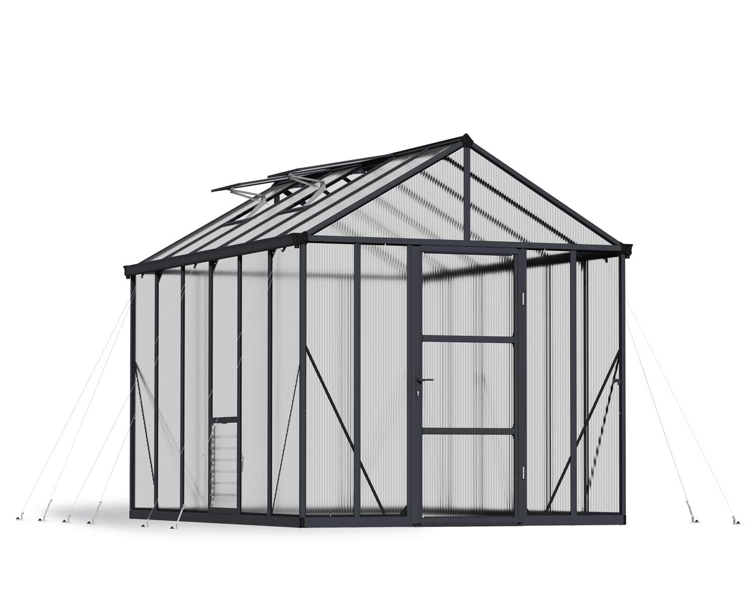 Greenhouse Glory 8' x 12' Kit - Grey Structure & Multiwall Glazing