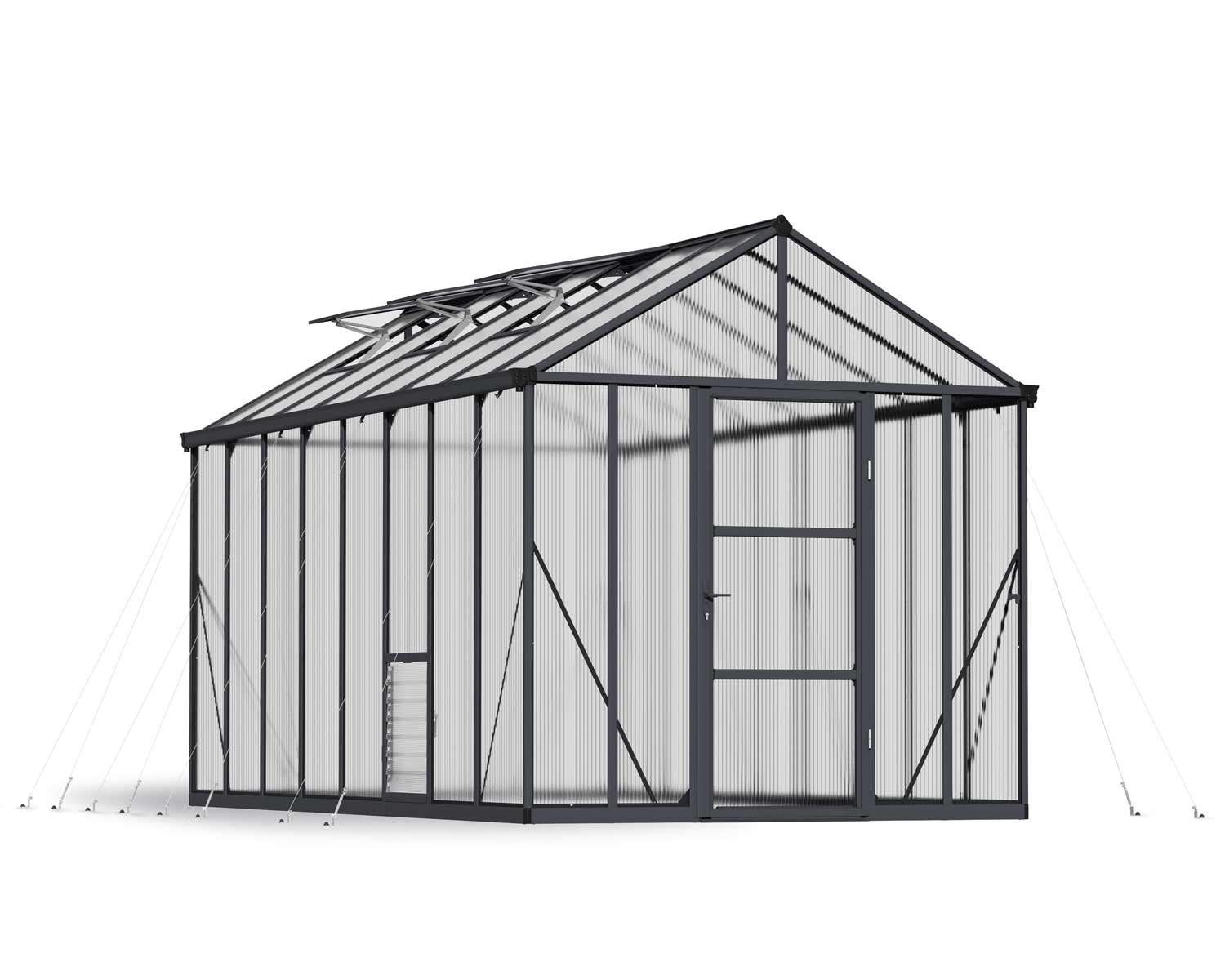 Greenhouse Glory 8' x 16' Kit - Grey Structure & Multiwall Glazing