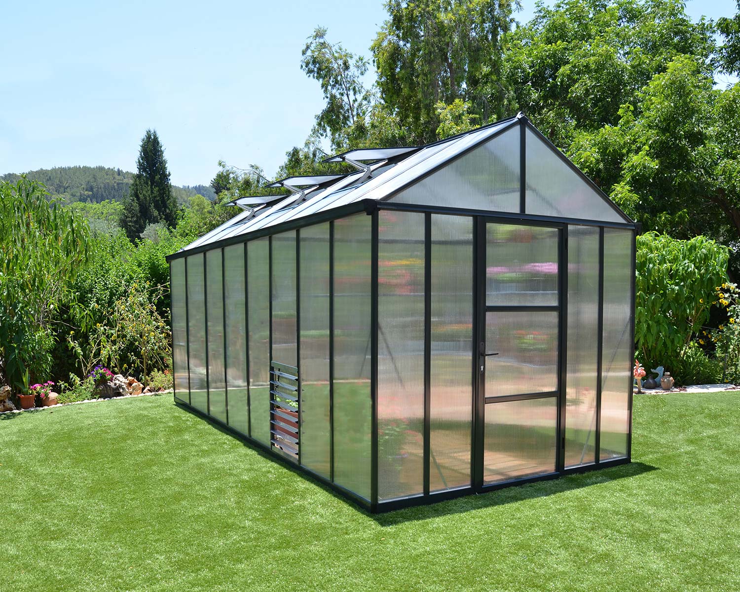 Greenhouse Glory 8' x 16' Grey Structure & Multiwall Glazing