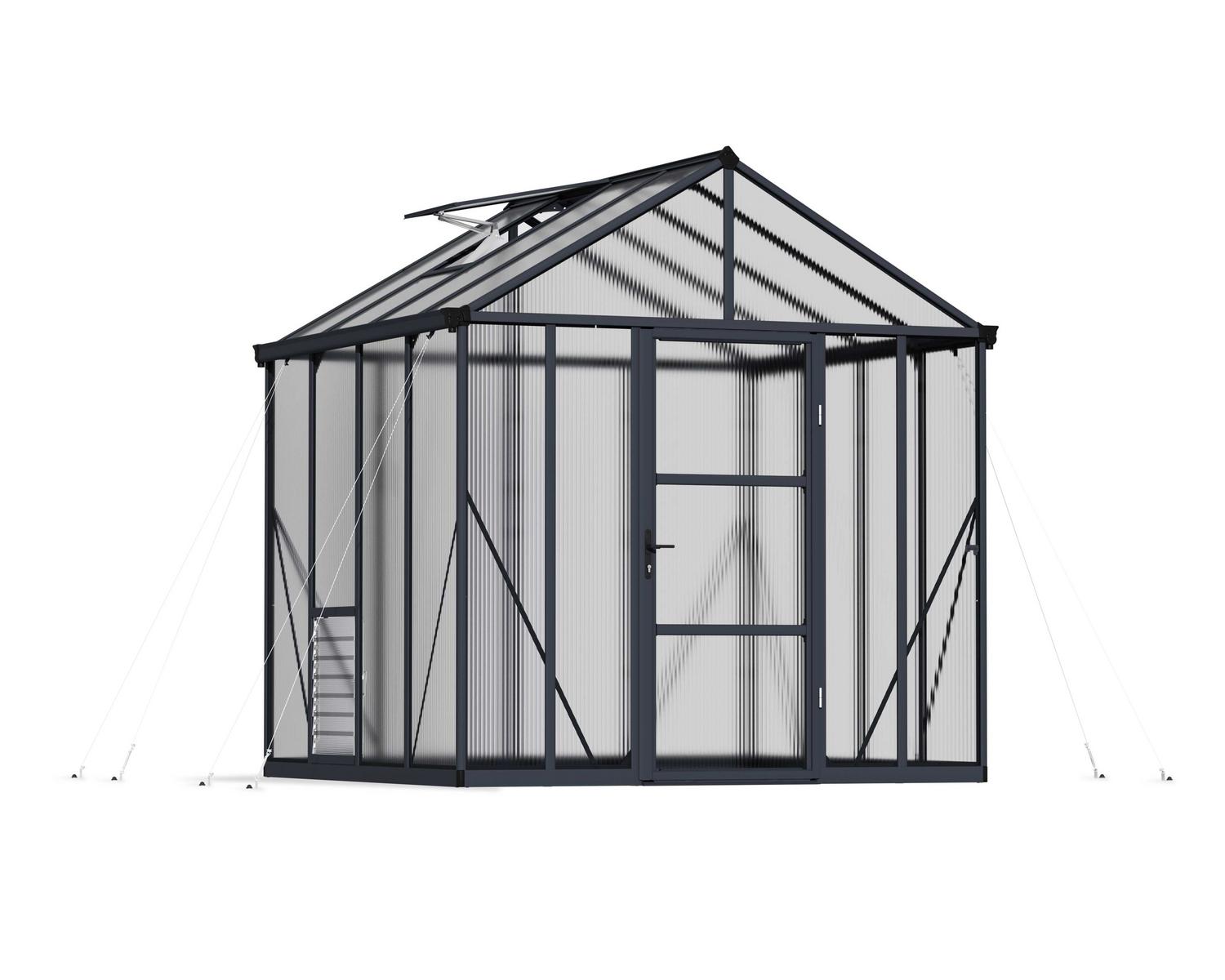 Greenhouse Glory 8' x 8' Kit - Grey Structure & Multiwall Glazing