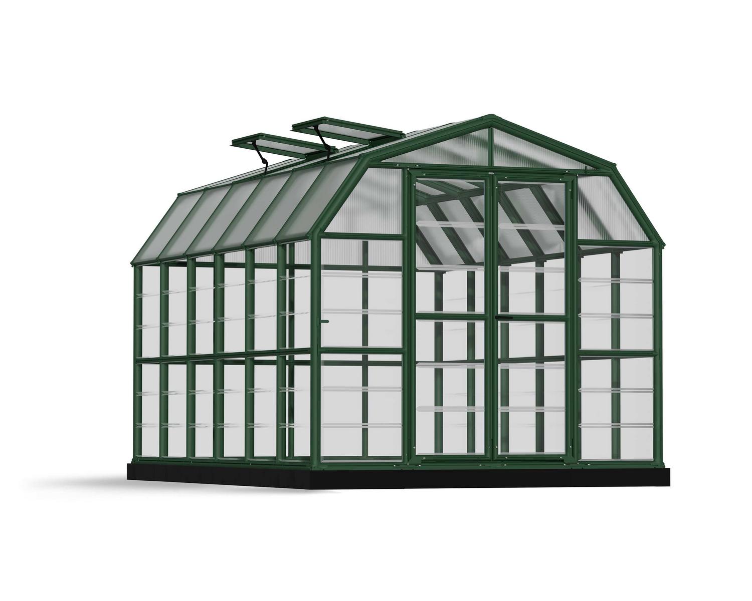 Greenhouse Grand Gardener 8' x 12' Kit - Green Structure & Clear Glazing