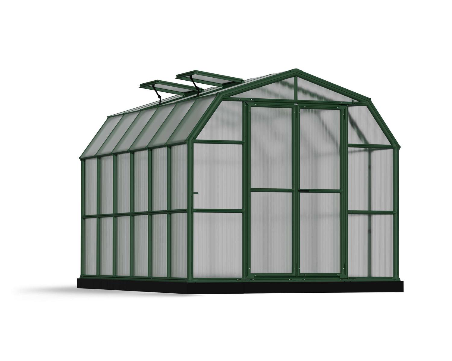 Greenhouse Grand Gardener 8' x 12' Kit - Green Structure & Twinwall Glazing