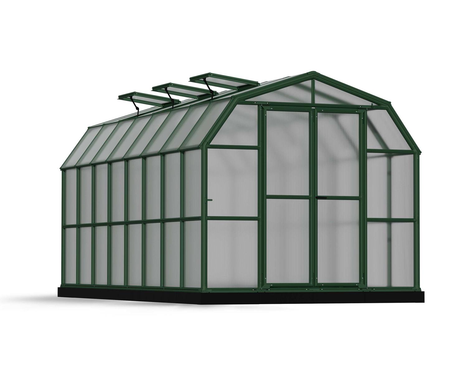 Greenhouses Grand Gardener 8x16 Green Structure & Twinwall Glazing