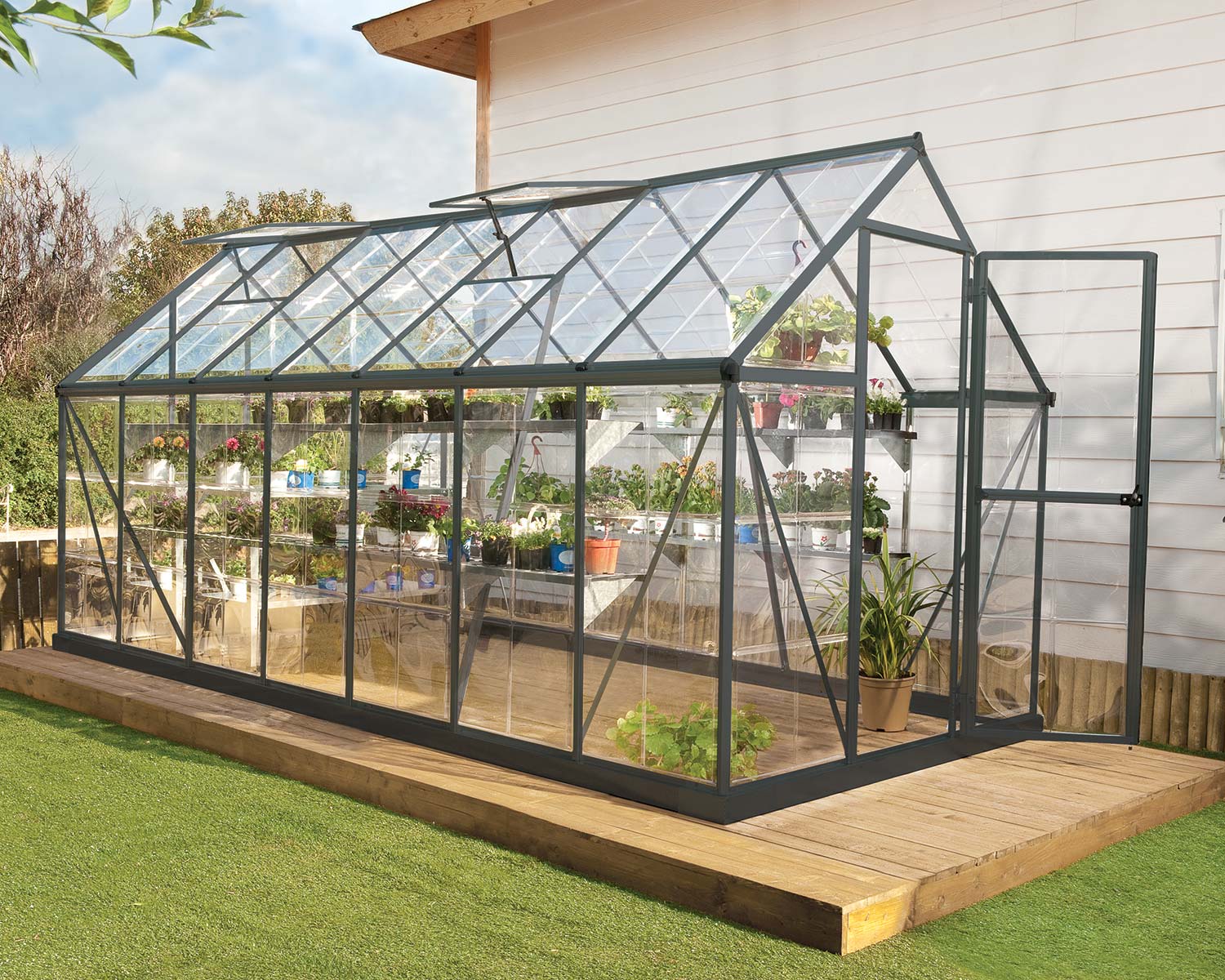 Greenhouse Harmony 6' x 14' Kit - Grey Structure & Clear Glazing