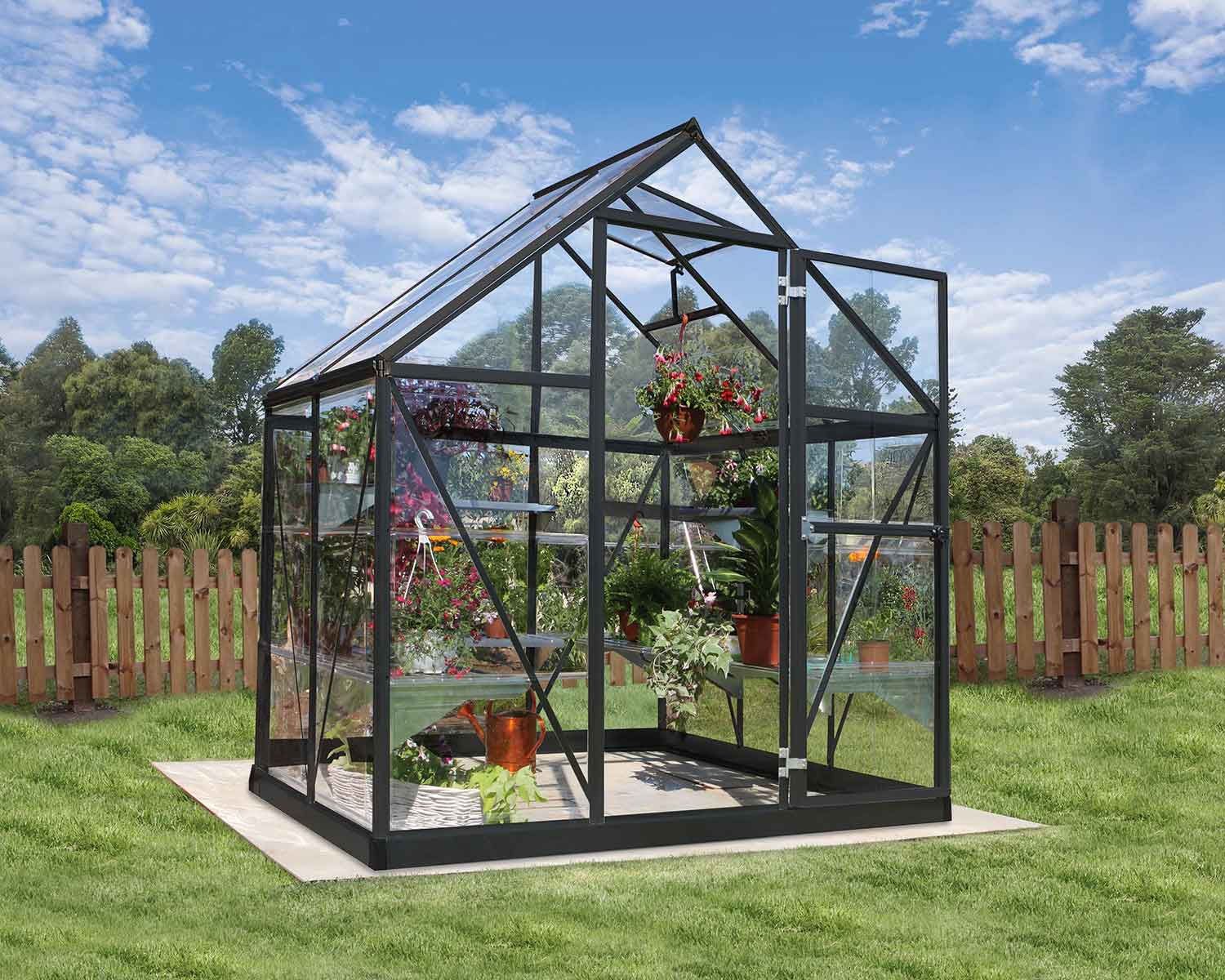 Greenhouse Harmony 6' x 4' Kit - Grey Structure & Clear Glazing