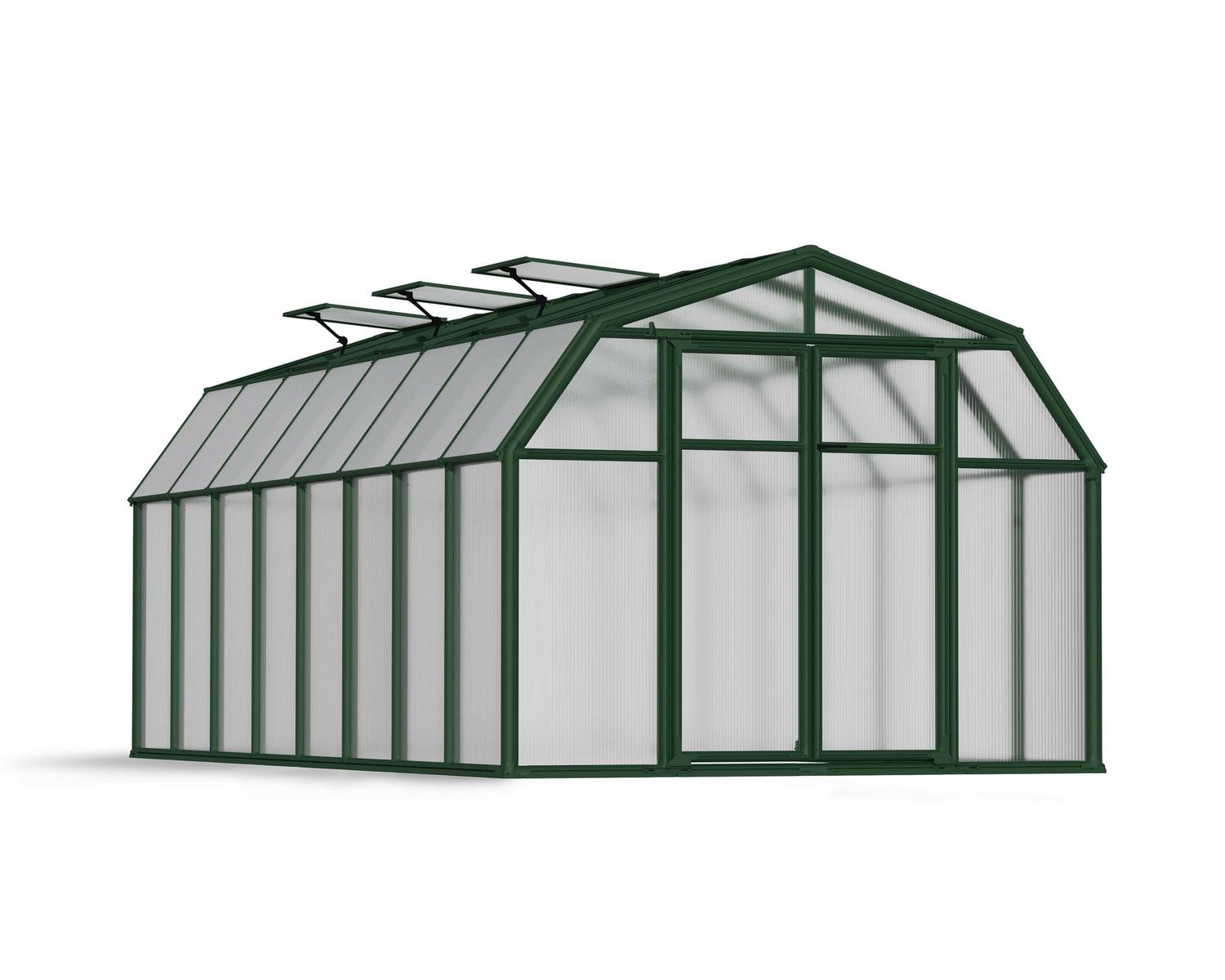 Greenhouse Hobby Gardener 8' x 16' Kit - Green Structure & Twinwall Glazing