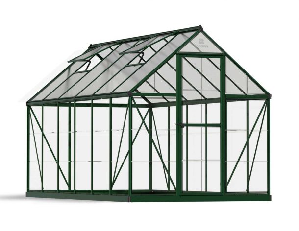 Greenhouse Hybrid 6' x 12' Kit - Green Structure & Hybrid Glazing