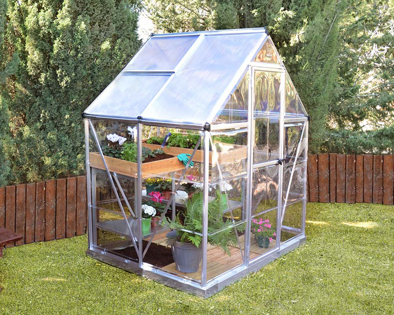 Greenhouse Hybrid 6' x 4' Kit - Silver Structure & Hybrid Glazing