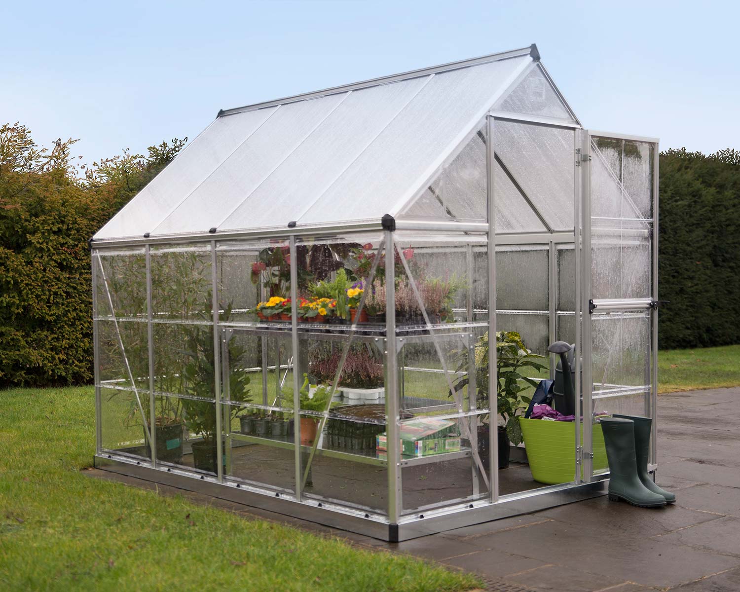 Greenhouse Hybrid 6' x 8' Kit - Silver Structure & Hybrid Glazing