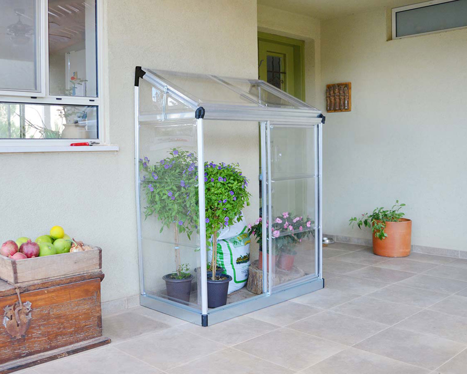 Lean To Greenhouse 4' x 2' Kit - Silver Structure & Clear Glazing