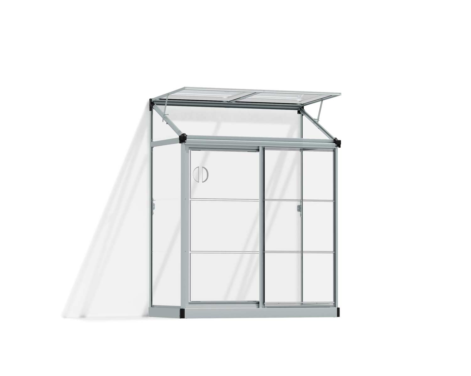 Greenhouses Lean To Grow 4x2 Silver Structure & Clear Glazing