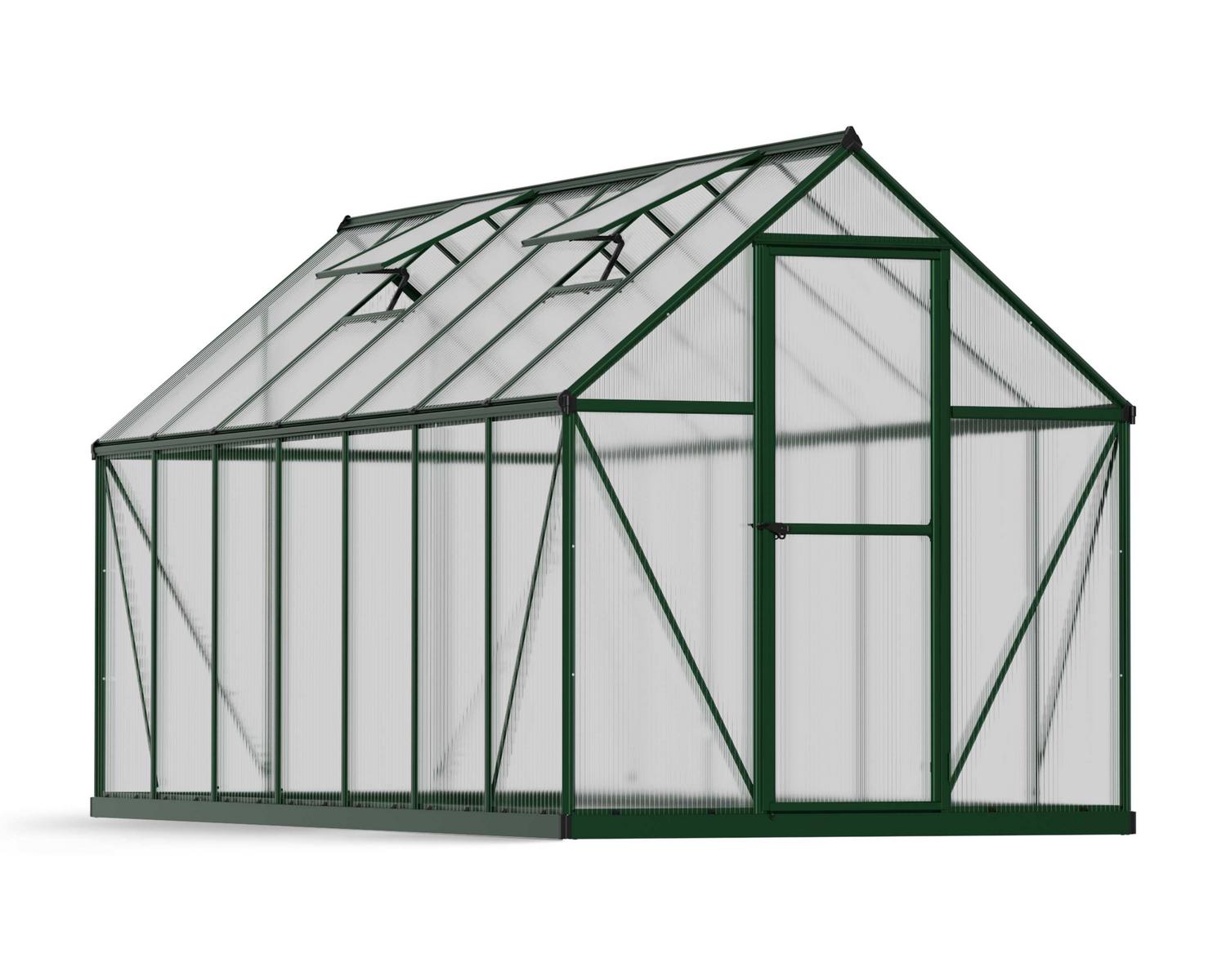 Greenhouses Mythos 6 ft. x 14 ft. Green Structure & Multiwall Glazing