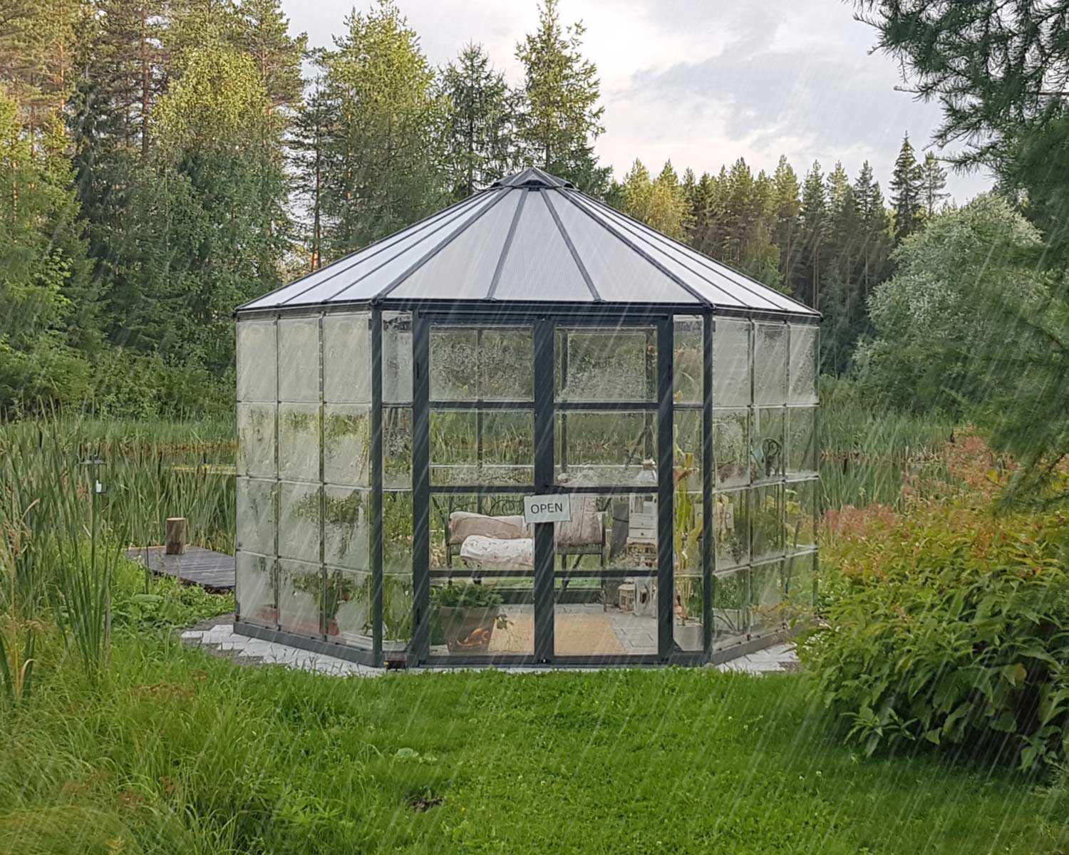 Greenhouse Oasis 12 ft. Kit - Grey Structure & Hybrid Glazing