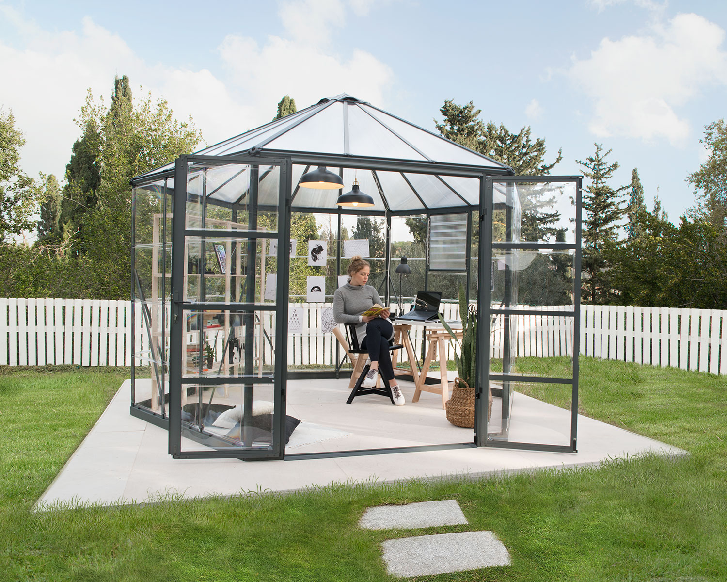 Greenhouse Oasis 12 ft. Kit - Grey Structure & Hybrid Glazing