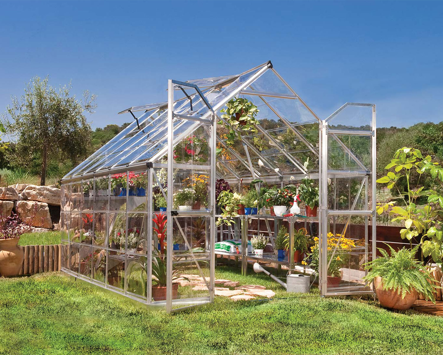 Greenhouse Octave 8' x 12' Kit - Silver Structure & Clear Glazing