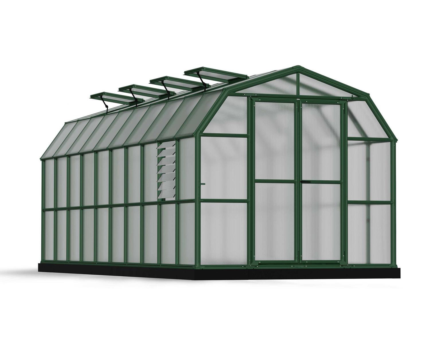Greenhouse Prestige 8' x 20' Kit - Green Structure & Twinwall Glazing