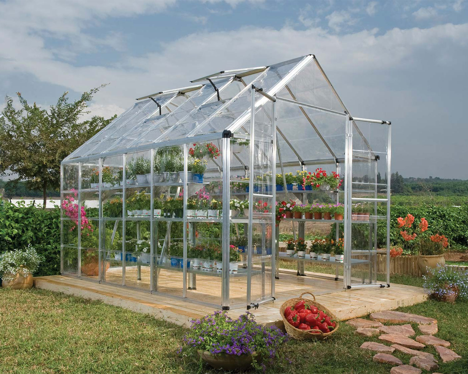 Greenhouse Snap and Grow 8' x 12' Kit - Silver Structure & Clear Glazing