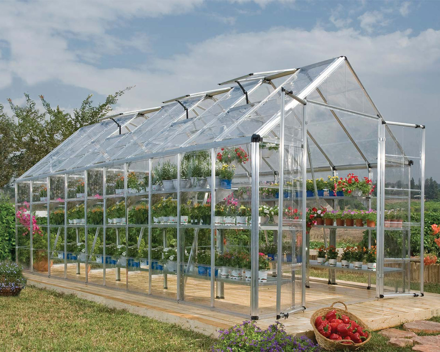 Greenhouse Snap and Grow 8' x 20' Kit - Silver Structure & Clear Glazing