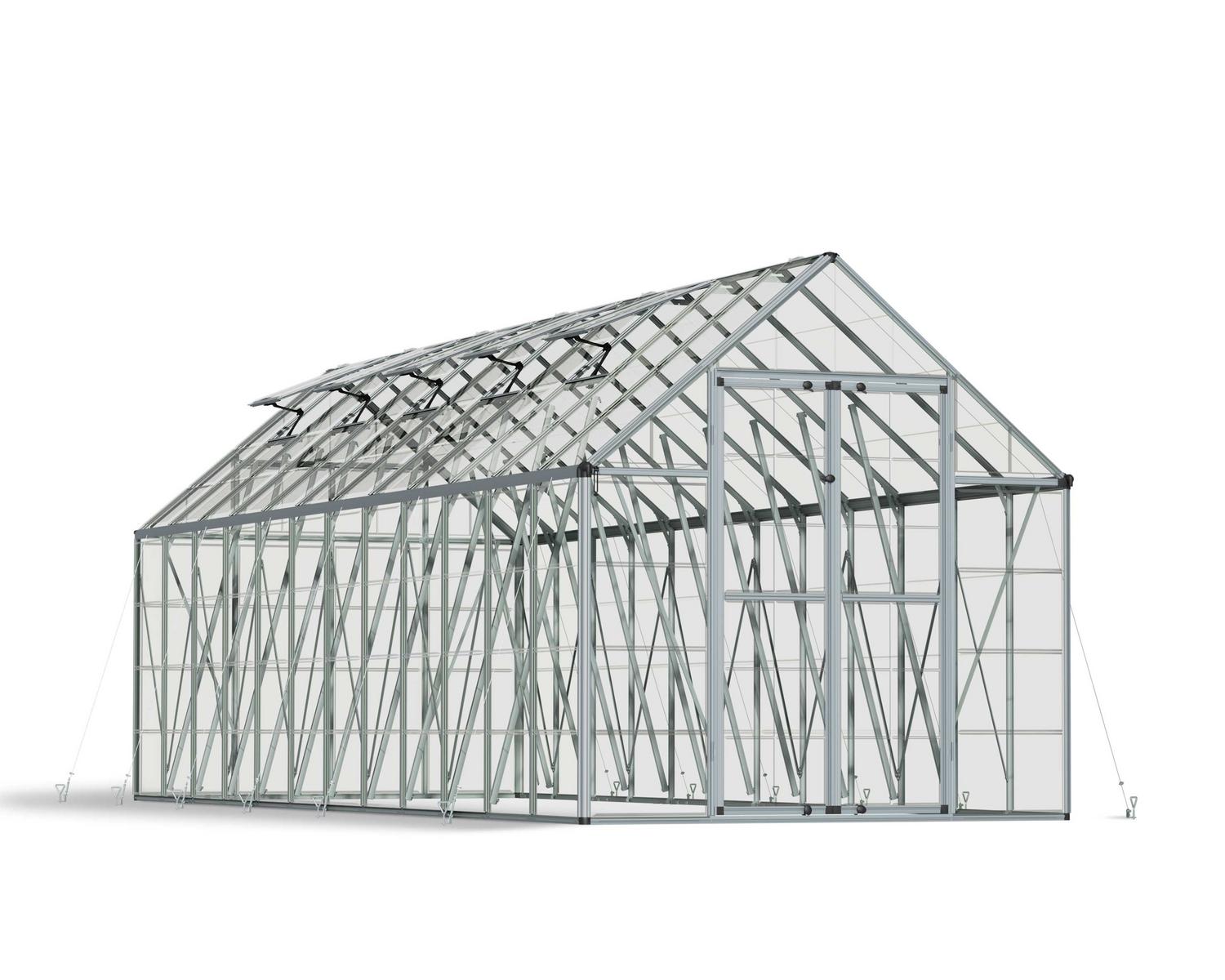 Greenhouse Snap and Grow 8' x 24' Kit - Silver Structure & Clear Glazing