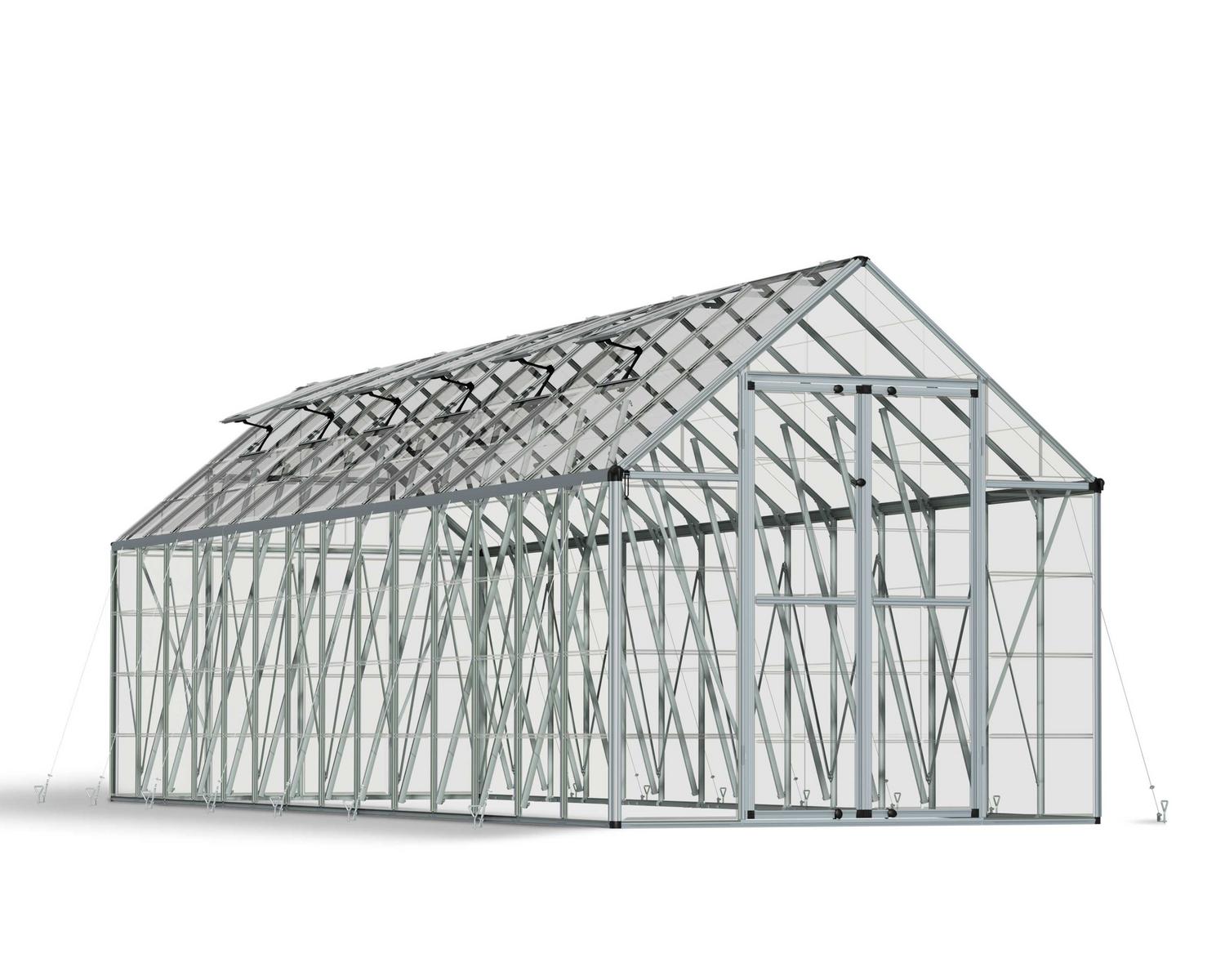 Greenhouse Snap and Grow 8' x 28' Kit - Silver Structure & Clear Glazing