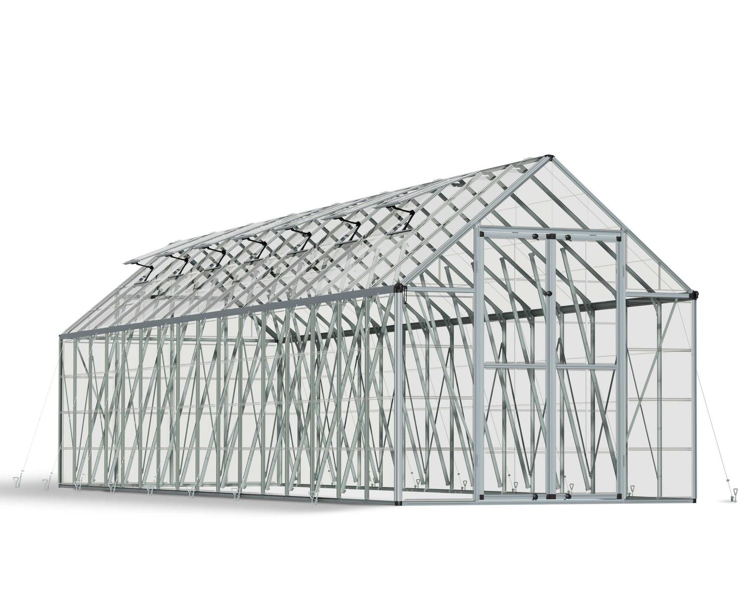 Greenhouse Snap and Grow 8' x 32' Kit - Silver Structure & Clear Glazing