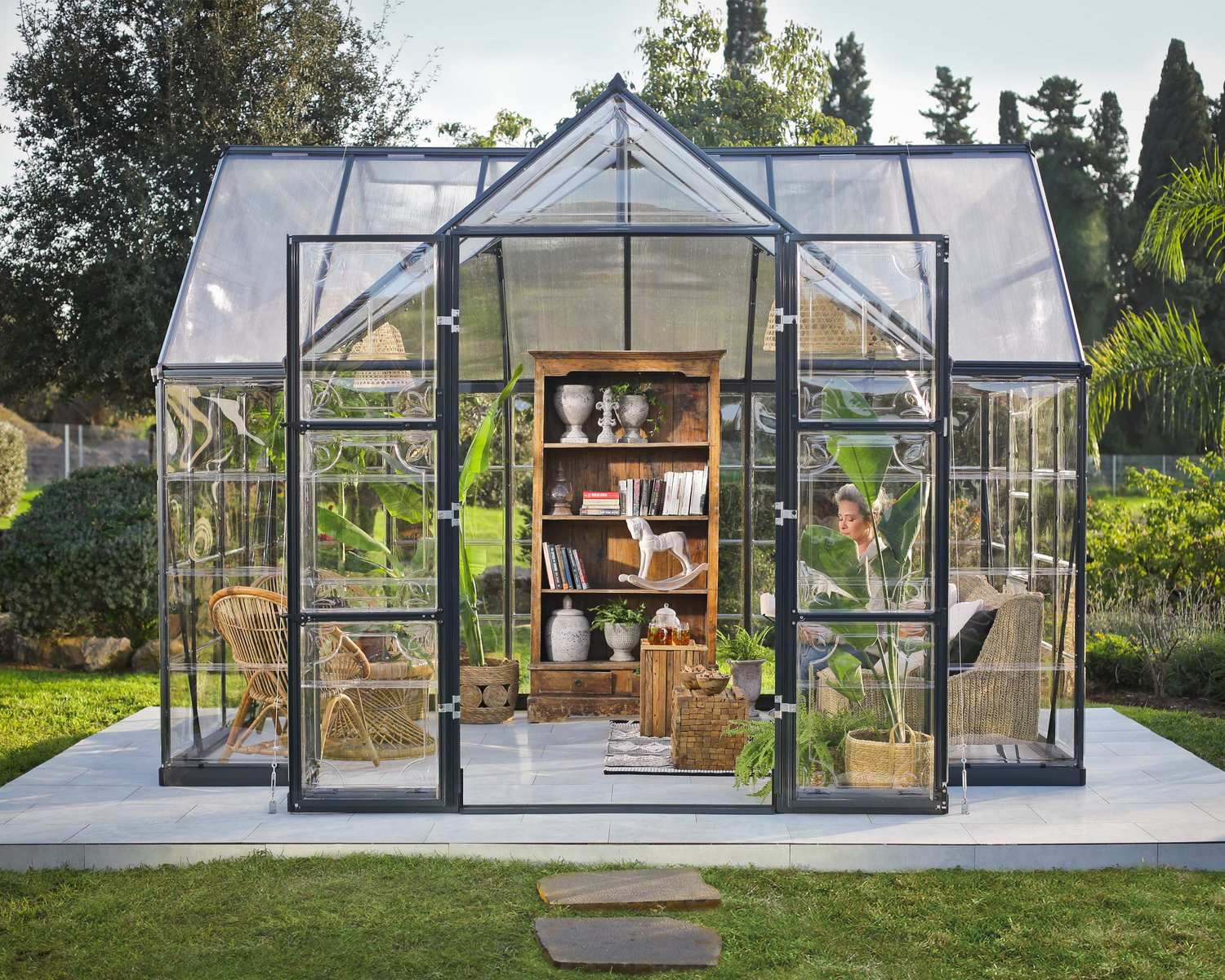 Greenhouse Victory Orangery 10' x 12' on a lawn