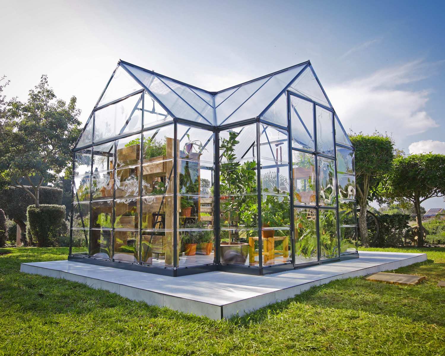 Greenhouse Victory Orangery 10' x 12' on a lawn