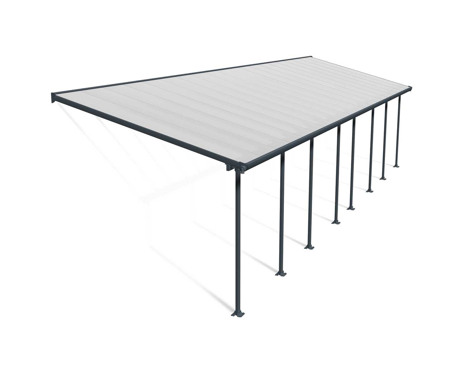 Patio Cover Kit Feria 3 ft. x 10.92 ft. Grey Structure & Clear Multi Wall Glazing