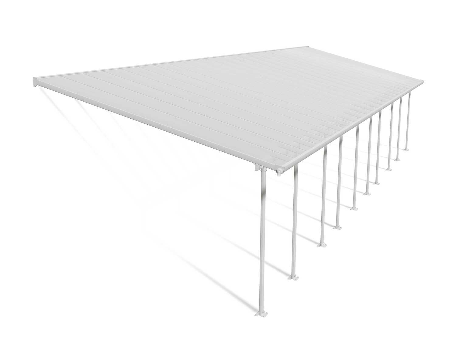 Patio Cover Kit Feria 4 ft. x 14.56 ft. White Structure & Clear Multi Wall Glazing
