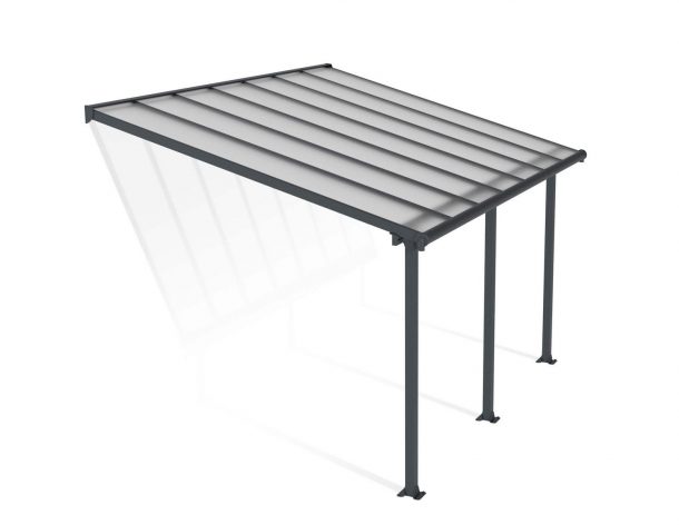 Patio Cover Kit Olympia 3 ft. x 4.25 ft. Grey Structure & Clear Multi Wall Glazing
