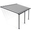 Olympia 10 ft. x 18 ft. Grey Aluminium Patio Cover With 3 Posts, Clear Twin-Wall Polycarbonate Roof Panels