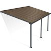 Feria 10 ft. x 20 ft. Grey Aluminium Patio Cover With 3 Posts, Bronze Twin-Wall Polycarbonate Roof Panels