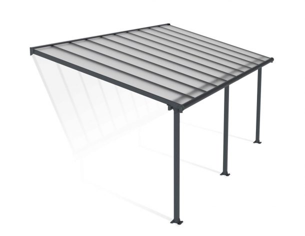 Patio Cover Kit Olympia 3 ft. x 6.10 ft. Grey Structure & Clear Multi Wall Glazing