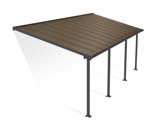 Patio Cover Kit Olympia 3 ft. x 7.30 ft. Grey Structure & Bronze Multi Wall Glazing
