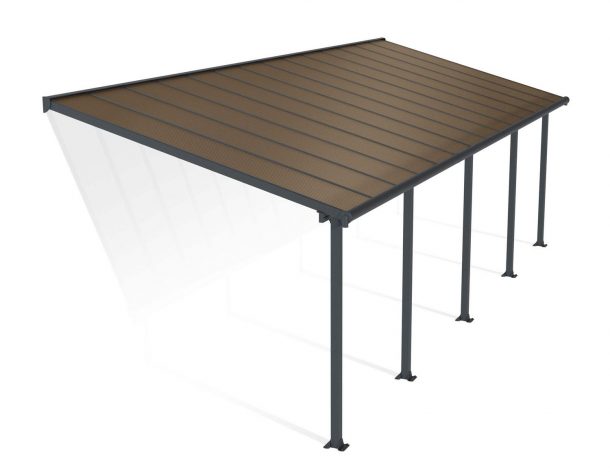 Patio Cover Kit Olympia 3 ft. x 8.50 ft. Grey Structure & Bronze Multi Wall Glazing