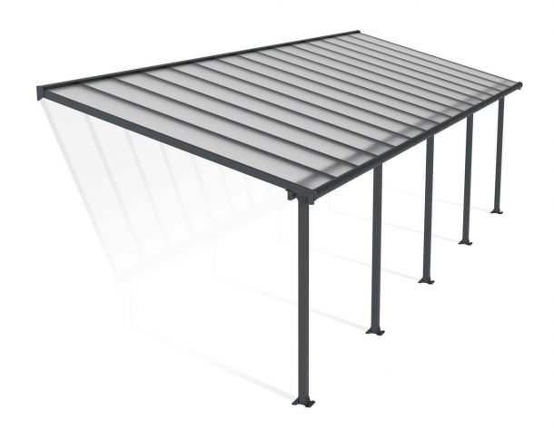 Patio Cover Kit Olympia 3 ft. x 9.15 ft. Grey Structure & Clear Multi Wall Glazing