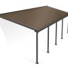 Feria 10 ft. x 32 ft. Grey Aluminium Patio Cover With 5 Posts, Bronze Twin-Wall Polycarbonate Roof Panels