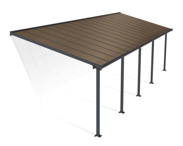 Patio Cover Kit Olympia 3 ft. x 9.71 ft. Grey Structure & Bronze Multi Wall Glazing